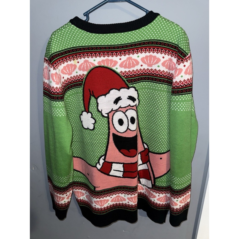 SpongeBob Squarepants Ugly Christmas Sweater Men XL Cardigan Holidays NWOT Party - Picture 5 of 5
